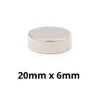 Kit 10 Peças Imã Neodímio Disco Magnético N35 20 x 6 mm Super Forte Potente Redondo