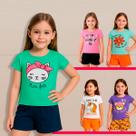 Kit 10 peças Roupa Menina conjunto Infantil Camiseta Bermuda Tamanho:12Cor:Estampado
