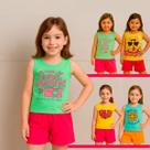 Kit 10 peças Roupa Menina Infantil Camiseta Regata Bermuda Tamanho:6Cor:Estampado