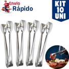 KIT 10 Pegador de Frios 18cm Carne Massa Salada Doce Gelo Petisco Pinça Aço Inox Multiuso Cozinha Restaurante Confetaria
