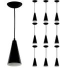 Kit 10 Pendentes Cone Lowcost Aluminio Decoracao Preto
