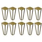 Kit 10 Pés de Metal 15 CM Hairpin Legs Mesas de Centro Puffs Dourado G41