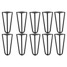 Kit 10 Pés de Metal 15 CM Hairpin Legs Mesas de Centro Puffs Preto G41