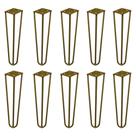 Kit 10 Pés de Metal 25 CM Hairpin Legs Rack e Puffs Dourado G41