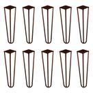 Kit 10 Pés de Metal 30 CM Hairpin Legs Mesa de Canto Rack e Puffs Bronze G41