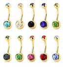 Kit 10 Piercing De Umbigo Dourado Banhado A Ouro 18k