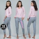 Kit 10 Pijamas Vekyo Feminino Adolescente Inverno Gola V