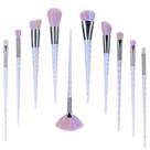 Kit 10 Pinceis maquiagem Profissional Holográfico Cabo Unicórnio 907 - Lorben