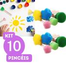 Kit 10 pincel batedor de espuma para pintura cabo de madeira com 10 pecas 5/4/3/2/1,5cm de ø