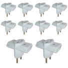 Kit 10 Pino Adaptador Benjamin 3 Saidas Branco 250V