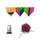 Kit 10 Pipas Mucha De 60cm C/ Rabiola + Linha Cor:VARIADOS