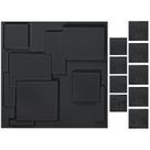 Kit 10 Placas 3D Revestimento em PVC - Modelo Retângulos - Preto - 50x50cm