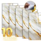 Kit 10 Placas Adesivas Douradas 60x30cm Efeito Mármore 3D para Parede Autocolante Impermeável Realista