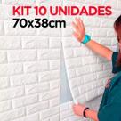 Kit 10 Placas Autocolante 3D Parede Tijolo Branco Lavável Fácil Instalação Impermeável Kit 10 Placas Autocolante 3D Parede Tijolo Branco Lavável Fácil Instalação Impermeável