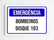 kit 10 placas de sinalização emergência bombeiros disque 193