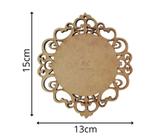 Kit 10 Placas Redonda Mdf Arabesco Lisa - 15cm X 13cm