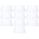 Kit 10 plafon de led quadrado embutir 24w 3000k branco quente bivolt galaxy