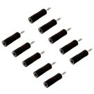 Kit 10 Plug Adaptador P10 Fêmea Stereo P/ P2 Macho Stereo ABS