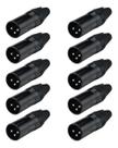 Kit 10 Plug Conector Xlr Canon Macho Lu71226Bk Preto Luminos