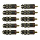 Kit 10 Plug RCA Macho Metal Cromado Ponta Dourada - Vermelho