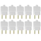 Kit 10 Plug Tomada Pino Macho Prensa Cabo 2P Branco 10A 250V