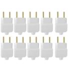 Kit 10 Plug Tomada Pino Macho Prensa Cabo 2P Branco 20A 250V