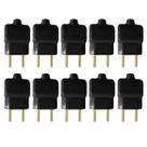 Kit 10 Plug Tomada Pino Macho Prensa Cabo 2P Preto 10A 250V