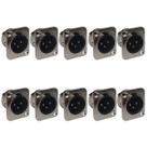 Kit 10 Plug XLR Macho Painel 3 Pinos Gold Metal ABS HX091 HJH