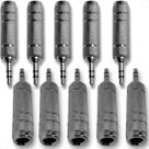 Kit 10 plugs adaptadores jack j10 para p2 estereo ponta níquel corpo metal profissional blindado