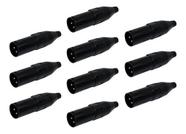 Kit 10 Plugs Conector Xlr Canon Macho 1030 Csr Microfone Dmx