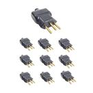 Kit 10 Plugue Macho com 3 Pinos 10A Preto Ilumi