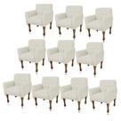 Kit 10 Poltrona Cadeira Decorativa Mona Luxo com Strass Sala de Estar Recepção Escritório Suede Bege - Damaffê Móveis