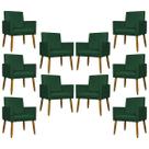 Kit 10 Poltronas Decorativas Para Sala Quarto Recepção Escritório Confortável Luxo Mari Tecido Sintético e Suede
