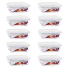 Kit 10 Pote De 1040 Ml Com Tampa Trava Hermética Para Alimentos