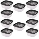 Kit 10 Pote de Alimentos Quadrado C/ Tampa 1,1L Transparente