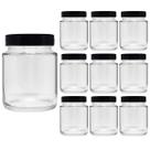 Kit 10 Pote de Vidro 240ml Com Tampa Plástica Preta Para Tempero