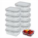 kit 10 pote de vidro marmita hermético tampa com trava 640ml