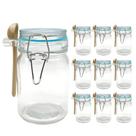 Kit 10 Pote Hermético De Vidro Com Trava e Colher de Bambu Redondo 280ml
