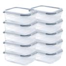 Kit 10 pote organizador vidro hermético tampa vedação 640ml microondas casa cozinha freezer louça casa