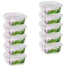 Kit 10 Pote Tampa Hermetica Quadrado de Vidro 320ml Alimento