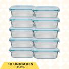 Kit 10 Pote Vidro Tampa Hermético 640ML Marmita/Lanche - PCT