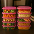 Kit 10 Potes 1 Litro Transparente Tampa Rosa Marmitas Fitness Organizador Geladeira livre BPA