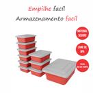 Kit 10 Potes 4 Litro Retangular Marmita Fitnees Lavável,4 litros, 700ml e 500ml Vermelho
