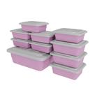 Kit 10 Potes 4 Litro Retangular Marmita Fitnees Lavável Rosa