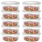 Kit 10 Potes 520ml Redondo Transparente Marmita Fitness Organizador BPA Free