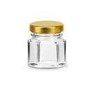 Kit 10 Potes de Vidro 40g Sextavado com Tampa Metal para Geleias e Velas -