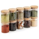 Kit 10 Potes De Vidro Com Tampa De Bambu Organizador de Alimentos Mantimentos 200ml