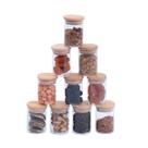 Kit 10 potes de vidro herméticos com tampa de bambu 110ml - Oikos Kit 10 potes de vidro herméticos com tampa de bambu 110ml - Oikos