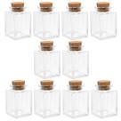 Kit 10 Potes de Vidro Quadrado com Tampa de Rolha 90ml Lyor Kit 10 Potes de Vidro Quadrado com Tampa de Rolha 90ml Lyor