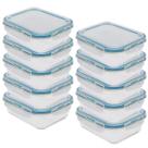 Kit 10 Potes Hermético de Vidro Borossilicato Marmita 1000ml Vasilha Alimentos Retangular